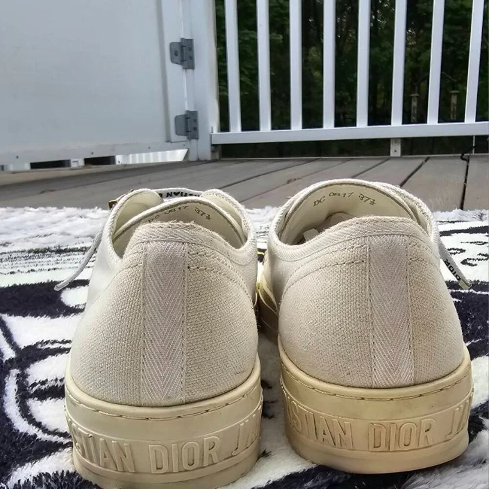 DIOR SNEAKER Walk'N Dior sneaker White canvas cotton size EU 37.5 US 7 - Picture 5 of 7
